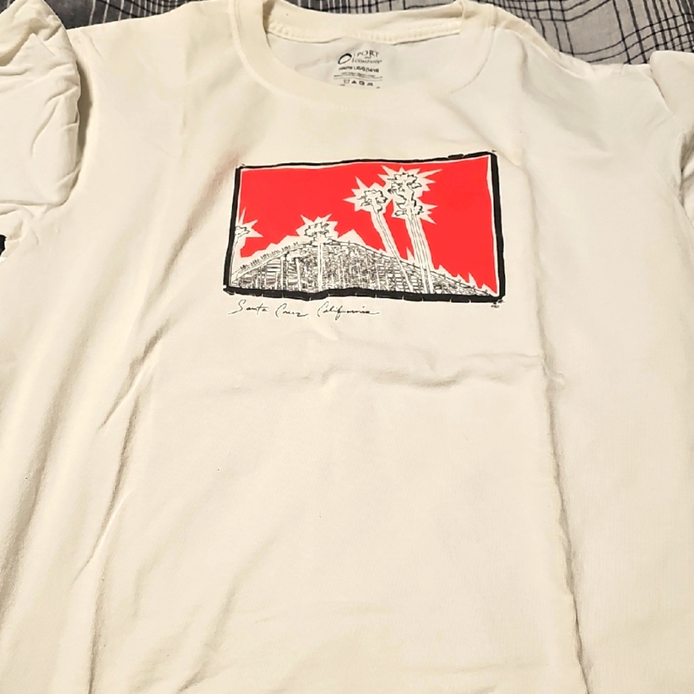 C PORT&CO White Graphic T-Shirt SIZE LG (14-16) YOUTH